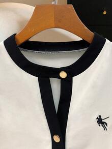 GlowEve Women's Knitted Casual Embroidered Summer Top - Apricot - View 4