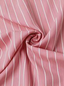 GlowEve CURVE 大码女式条纹长袖单排扣休闲/工作衬衫 - 粉色 - 查看 4