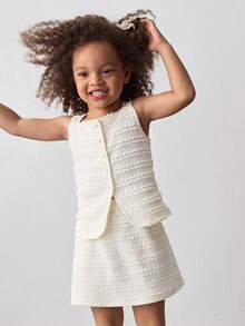 Maija Kids Young Girl Jacquard Knit Top & Skirt Casual Cute 2-Piece Set