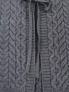 Franclia Women's Plus Size Solid Color Tie-Up Round Neck Knitted Vest Cardigan, Suitable For Spring And Autumn Cute Cardigan Cardigan Top Braided Cardigan Gray Cardigan Knit Cardigan - Grey - View 4