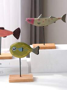 Madebyblanc 1 con cá gỗ Địa Trung Hải, đồ trang trí cá và động vật nhiều màu sắc, cá biển nhỏ trang trí phòng khách, đồ trang trí bàn học và bàn lễ tân phòng trẻ em, thích hợp làm quà tặng sinh nhật, quà tặng cá nhân hóa, trang trí bàn làm việc trong dịp Ramadan. - Nhiều màu - Xem 2