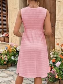 SHEIN 孕妇夏季休闲纯色扭结无袖哺乳连衣裙 - 淺粉色 - 查看 2