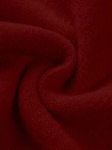 SHEIN Franclia 新款秋季V领收腰针织A字连衣裙，优雅知性，尽显女性魅力 - 紅色 - 查看 5