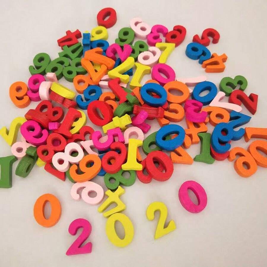 Wooden Alphabet Diy Gift Box Decoration & Letter Spelling Game,Valentine's Day, Valentines Wedding, Birthday Wedding Decor Room Decoration Stuff Home,School Supplies,Back To School,Halloween,Christmas - Color numbers - View 1