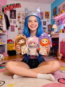 Wakuku 乙烯基娃娃 - 可爱 PVC 动物玩偶（淘气狐狸和兔子系列），青少年和成人收藏级可爱桌面玩具，完美礼物，含 6 种隐藏款式（新版本） - 彩色 - 查看 3