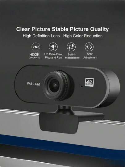 Teckwe 1 st högkvalitativ webbkamera i ABS-plast, tillgänglig i liten 1080p-upplösning och stor 2K-upplösning, med autofokus och plug-and-play USB-anslutning. Lämplig för videokonferenser, livestreaming och annat distansarbete, onlinemöten och hemmakontorsanvändning. En digital teknikprodukt, datortillbehör och oumbärlig för videosamtal.