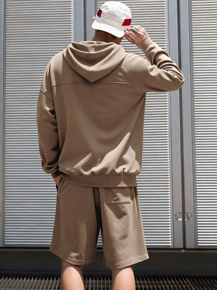 Apricot Loose Fit Men's Hoodie Set, Spring/Autumn