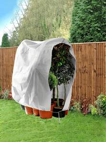1pc Large White Plastic Plant Cover With Zipper And Drawstring - Frost Protection Bag For Fruit Trees, Shrubs, Potted Plants - Reusable Winter Plant Jacket, Winter Plant Care|Drawstring Closure Cover|Weatherresistant Cover, Plant Protection Cover - Multicolor - View 3