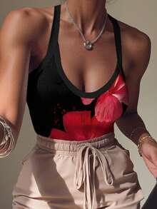 INAWLY 女士印花时尚百搭度假沙滩连体衣 - 彩色 - 查看 3