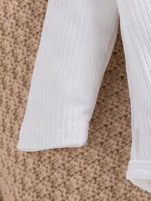 SHEIN 女婴泡泡袖连体衣和千鸟格印花背带裙 - 白色 - 查看 7