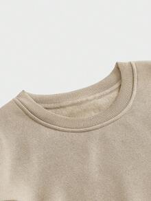 EASEVO Sudadera de cuello redondo casual de talla grande para hombres, sudadera de unicolor con parches de contraste y bloques de color - Multicolor - Ver 3