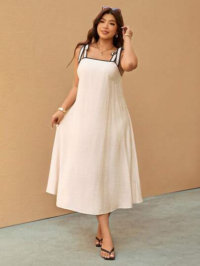 Elaquor Plusstorlek Casual Semester Kontrastfärgad Underklänning