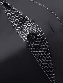 Manfinity Bizformal 男士休闲商务格子拼接长袖衬衫 商务休闲男士衬衫 男士优雅衬衫 男士图案衬衫 男士奢华衬衫 黑色正装衬衫 大码男士衬衫 - 黑色 - 查看 4