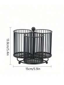 Giá đựng dao kéo xoay 360°, giá đựng dụng cụ nhà bếp, giá đựng dao kéo 4 ngăn, giá đựng dụng cụ để bàn cho thìa, dao, muỗng và dĩa, khay đựng dao kéo để bàn cho các bữa tiệc - màu đen - Xem 9