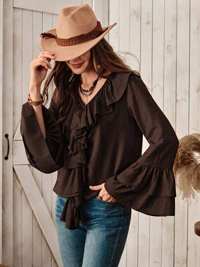 Wildy Abbigliamento casual di stile country da donna con decorazione in metallo a fibbia, adatto per autunno/inverno e tutte le stagioni