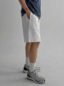 DAZY 男士纯灰色弹力腰带短裤，夏季 - 灰色 - 查看 2
