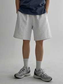 DAZY 男士纯灰色弹力腰带短裤，夏季 - 灰色 - 查看 4