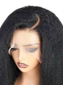 360°蕾丝前假发，真人发，卷曲直发，360°透明蕾丝前假发，女士款，20英寸，180%密度，预先拔毛，带婴儿发，自然黑 - Natural Black - 查看 7