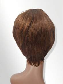 Natural  Wave Human Hair Bangs Wig 150% Density Dark Brown Short Wig For Women Human Hair Natural Layered Wig Brown Color - S4 - View 12