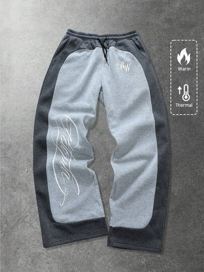 Pantalones de chándal rectos casuales para hombres, estilo estadounidense con parches, adecuados para el uso diario en la calle, otoño/invierno