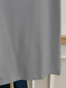 Resyla Women's Round Neck Rhinestone Leopard Print Digit Pattern Casual Versatile Vacation Short Sleeve T-Shirt - Grey - View 5