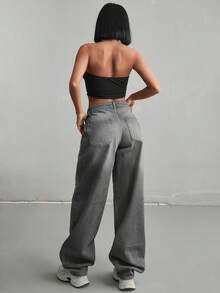 CasuGlow JEAN DE ESTILO CALLEJERO CON AJUSTE HOLGADO Y TALLE BAJO - Gris Claro - Ver 2