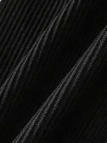 SHEIN 1 pièce Combinaison moulante minimaliste de tous les jours pour femmes, de couleur unie, galbant la taille et l'abdomen, avec un entre-jambes confortable à boutons-pression, facile à enfiler et à retirer - Noir - Voir 9