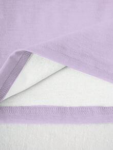 LOONEY TUNES X SHEIN Camiseta de manga corta de verano con estampado de conejo y bloques de color casual y linda para niña preadolescente - Blanco - Ver 5