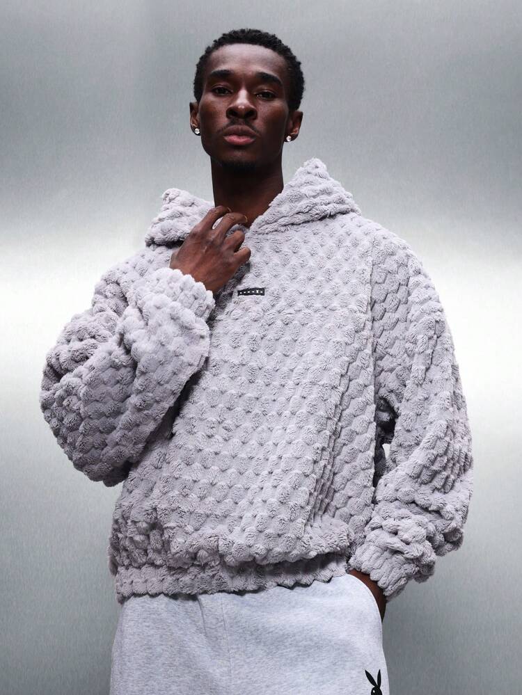 PLAYBOY X SUMWON Textured Bubble Knit Hoodie With Print