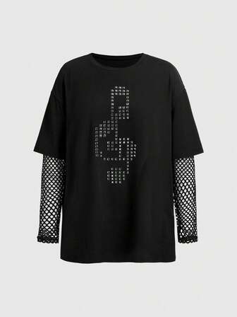 T-shirt ample en maille à imprimé chat gothique pour femmes, idéal pour la rentrée scolaire