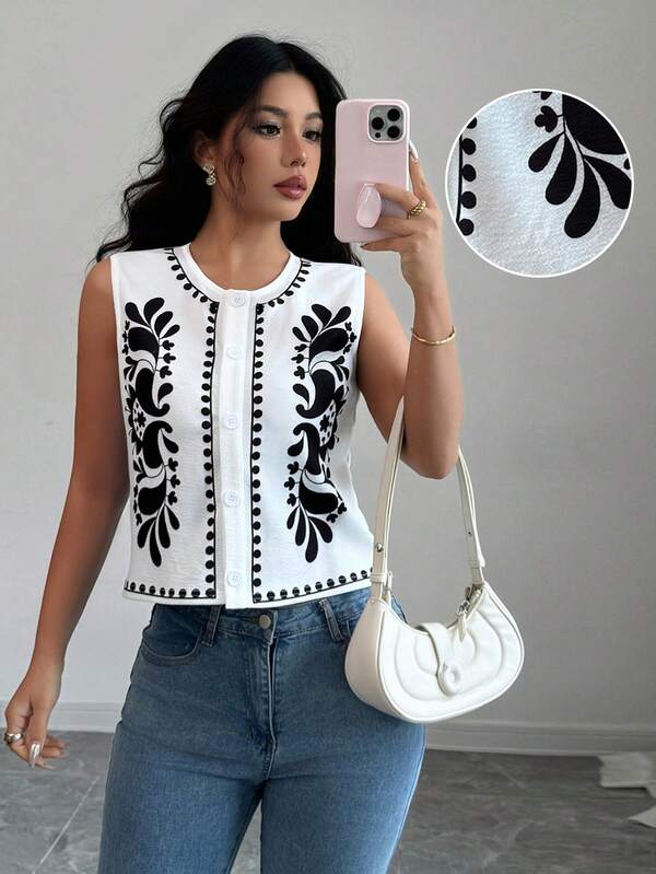 Selianne Women Elegant Casual Holiday/Commuter Printed Sleeveless Camisole