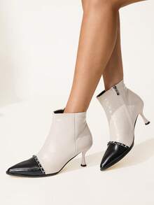 CUCCOO CHICEST Botines de mujer de moda casual y minimalista, adecuados para el transporte, otoño/invierno - Blanco y Negro - Ver 3