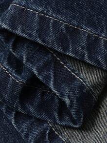 DAZY Young Girl Off-Shoulder Casual Korean Style A-Line Denim Dress - Medium Wash - View 7