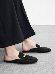 CUCCOO BIZCHIC Damen Runde Zehe Flache Lässig Mule Schuhe, Bequeme Loafer für Pendeln, Einkaufen, Dates - Roségold - Übersicht 5