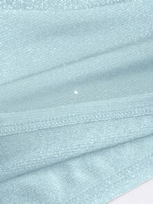 SHEIN PETITE Women's Sequin Metallic Knit Halter Neck Cropped Camisole Top, Sexy Bodycon Backless Top - Baby Blue - View 4