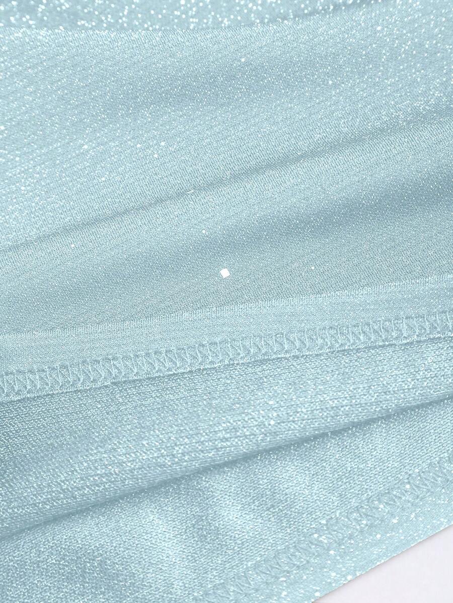 Sweetra Petite Top camisola curto para mulher em malha metálica com lantejoulas 4