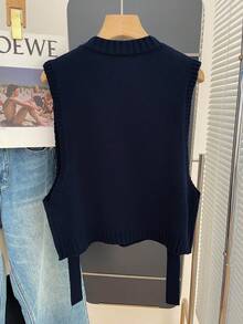 Resyla 宽松无袖毛衣背心 - 藏蓝色 - 查看 2