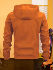 Manfinity Homme 男士休闲多功能连帽拉链夹克 - 橘色 - 查看 2