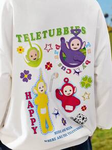 Teletubbies X ROMWE Cute Cartoon Pattern Zip-Up Pockets Women ...