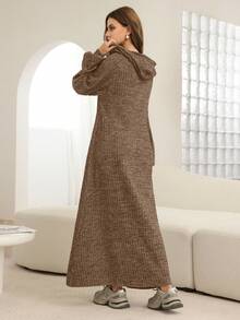 Mulvari Women's Long Sleeve Button Decorated Knit Fabric Flared Hem ...
