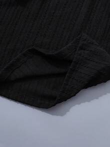 SHEIN 2件装字母拼接细节高领罗纹T恤 - 黑與白 - 查看 6
