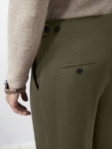 Core Aspect 男士休闲日常简约通勤褶裥斜插口袋束口裤 - 軍綠色 - 查看 4