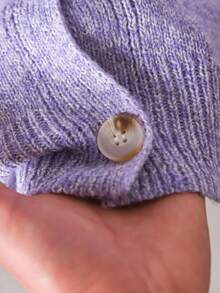 CosyJoli Plus Size Casual Handmade 3D Flower Batwing Sleeve Cardigan - Mauve Purple - View 6