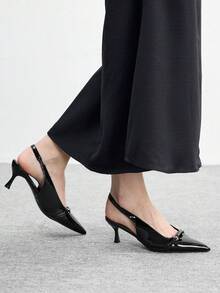 CUCCOO BIZCHIC Women's Pointed Toe Buckle Design Everyday Versatile Fashion High Heels - Black - View 3