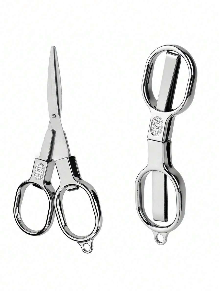 Kéo gấp đôi hình tròn cổ điển bằng bạc - Kéo bạc mini cầm tay có thiết kế nhỏ gọn, lý tưởng cho câu cá riêng tư, du lịch, sử dụng tại nhà, nhẹ và dễ mang theo, lưỡi bạc sắc bén để cắt chính xác, dụng cụ tiện ích thiết thực và thẩm mỹ bằng bạc cổ điển. - Bạc - Xem 1