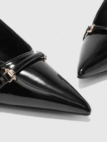 CUCCOO BIZCHIC Women's Pointed Toe Buckle Design Everyday Versatile Fashion High Heels - Black - View 8