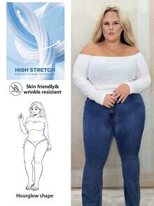 Hourglow Dollyholly86 Plus Off Shoulder Crop Top, For Hourglass Body Shape - White - View 1