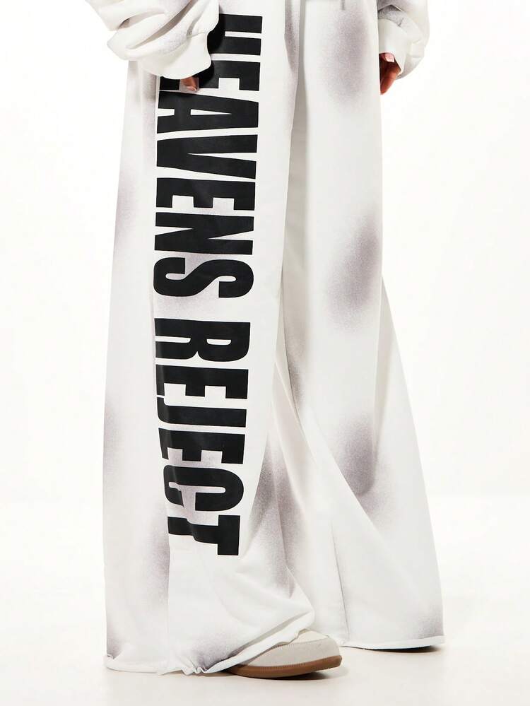 SUMWON WOMEN Pantaloni da jogging oversize a gamba larga con grafica e strisce laterali