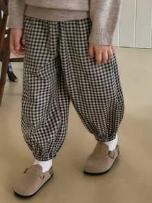 DAZY 男童格纹斜插口袋裤 - 黑色 - 查看 1