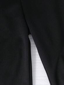 女童黑色竖条纹宽松纽扣裤 - 黑色 - 查看 7